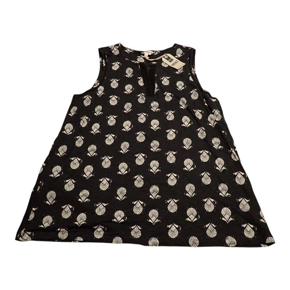 Fat Face Tunic Womens UK22 US18 Tessa Shell Print Black Sleeveless Fatface Top